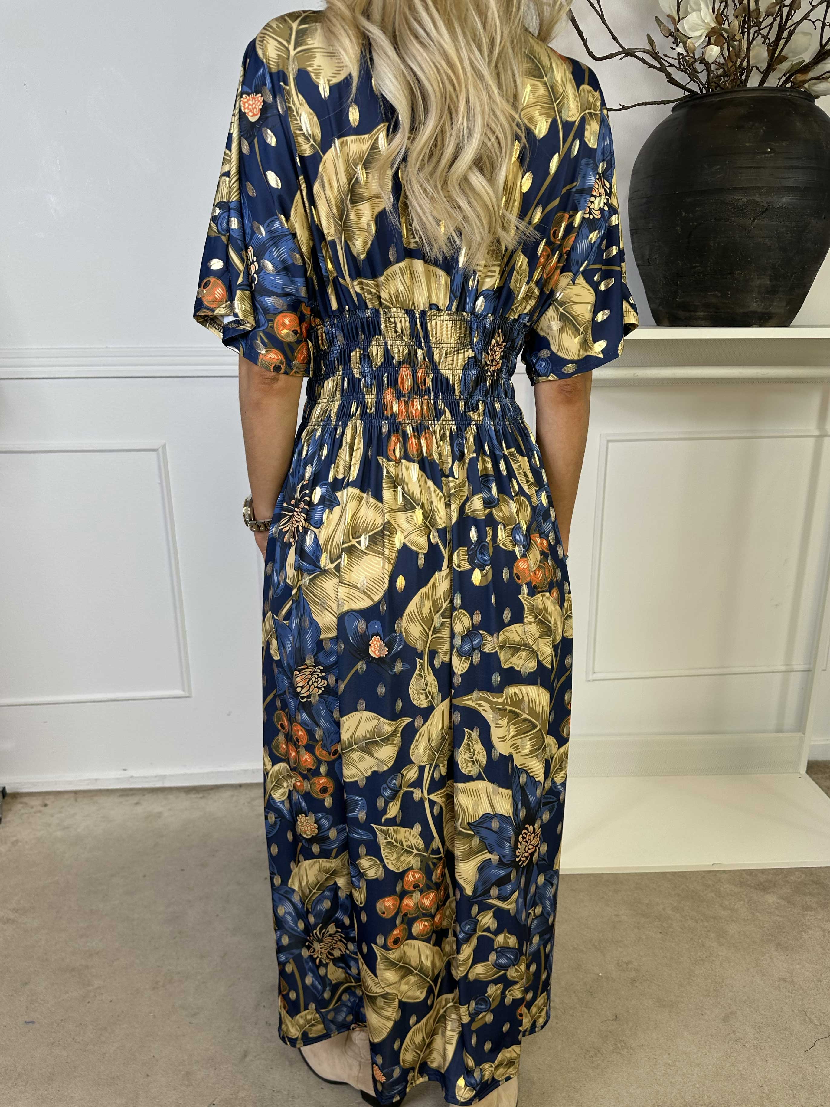 Pams Berry - Lang elastisk kjole med smock i livet